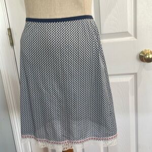 Rare 1950s Vasserette Hollywood red white blue lace bow half slip women’s size S